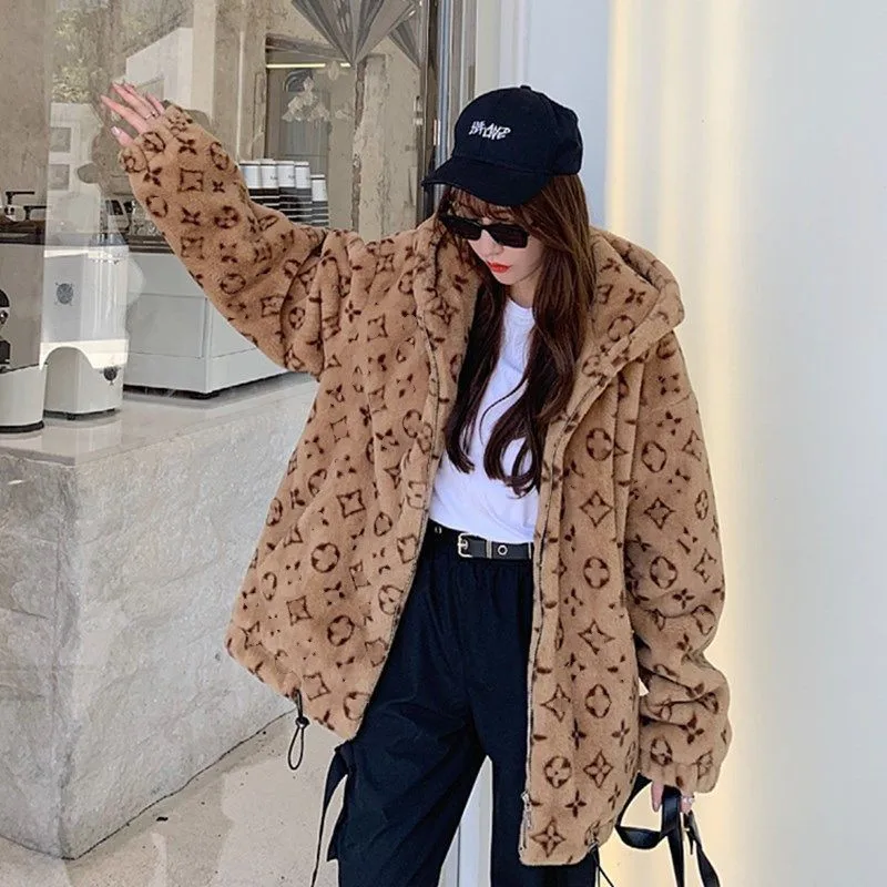 Winter Loose Ladies Cotton Clothes Plush Couple Student Coat Winter Warm Ladies Coat  Winter Coat