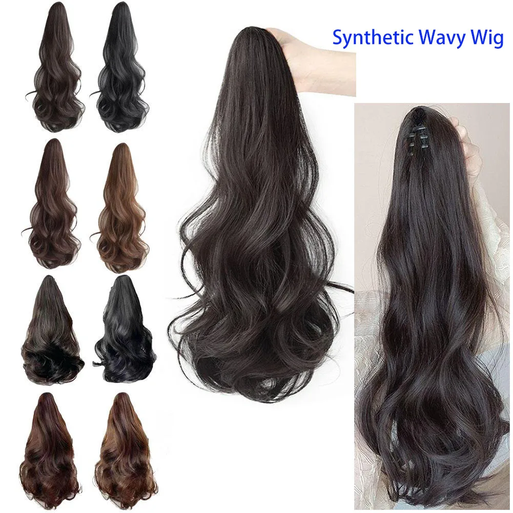 Парик из синтетических волос с большими волнами короткие вьющиеся конский хвост