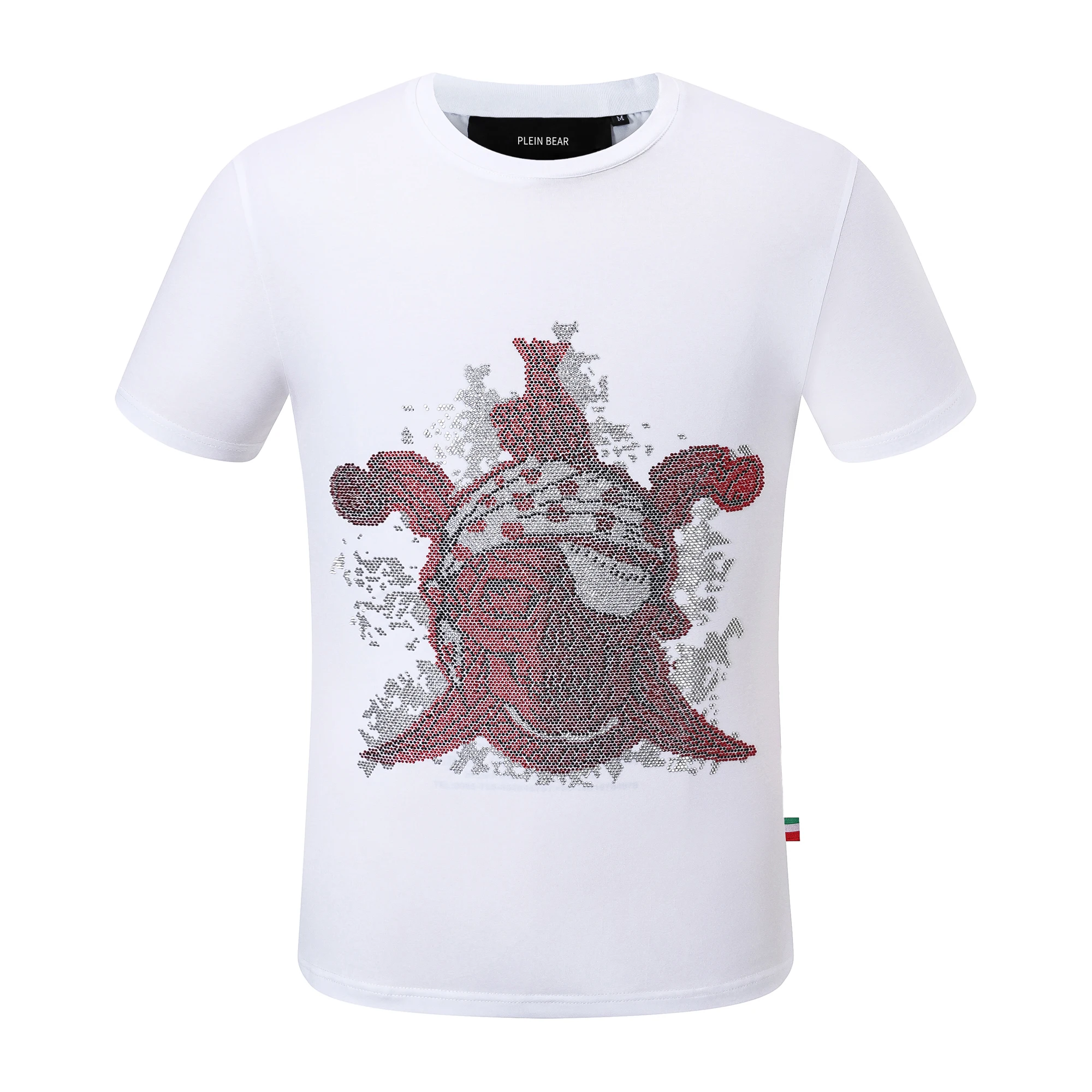 

PLEIN BEAR Men's T-SHIRT ROUND NECK SS SKULL WITH CRYSTALS 100% Cotton T-shirts Men Tops Comfortable Tees 1277