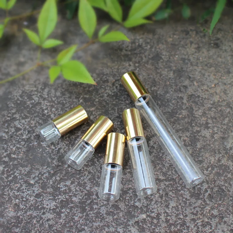 5pcs/lot 2ML 3ML 5ML 10ML Transparent Glass Roll On Bottle Roller Essential Oil Bottles Thin Glass Sample Vials with Steel Ball images - 6