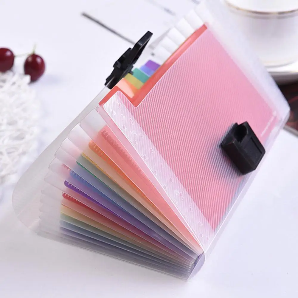 

1PC Rainbow Color A6 Document Bag Cute Mini Bill Receipt Bag Supplies 13 File Holder Pouch Folder File Organizer Grids Offi W7R9