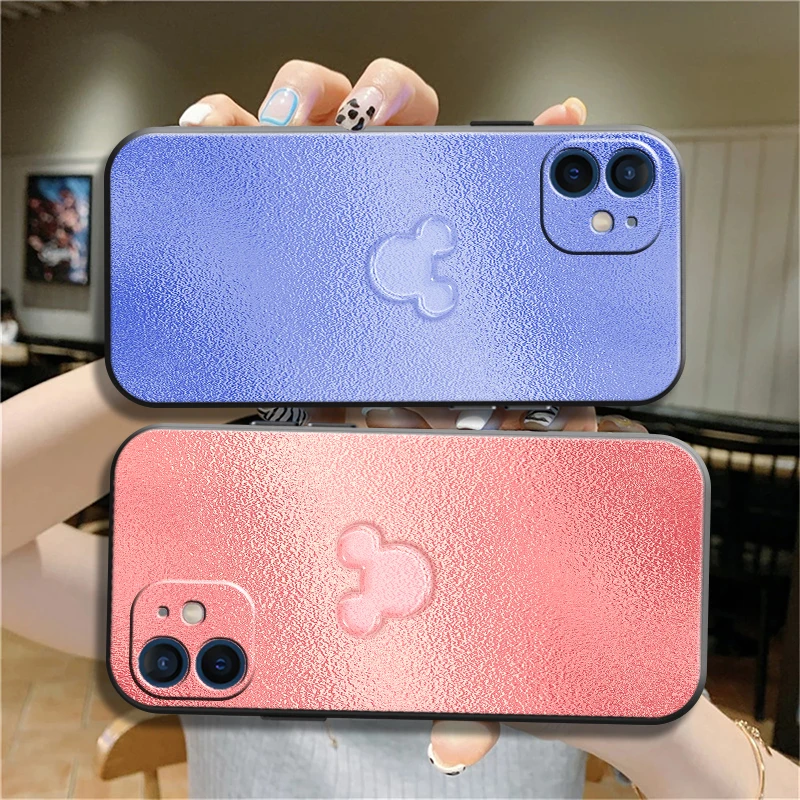 

Disney Mickey Funda Phone Case For iPhone 11 13 12 Pro Max 12 13 Mini X XR XS MAX SE 2020 7 8 6s Plus Celular Black Soft Coque