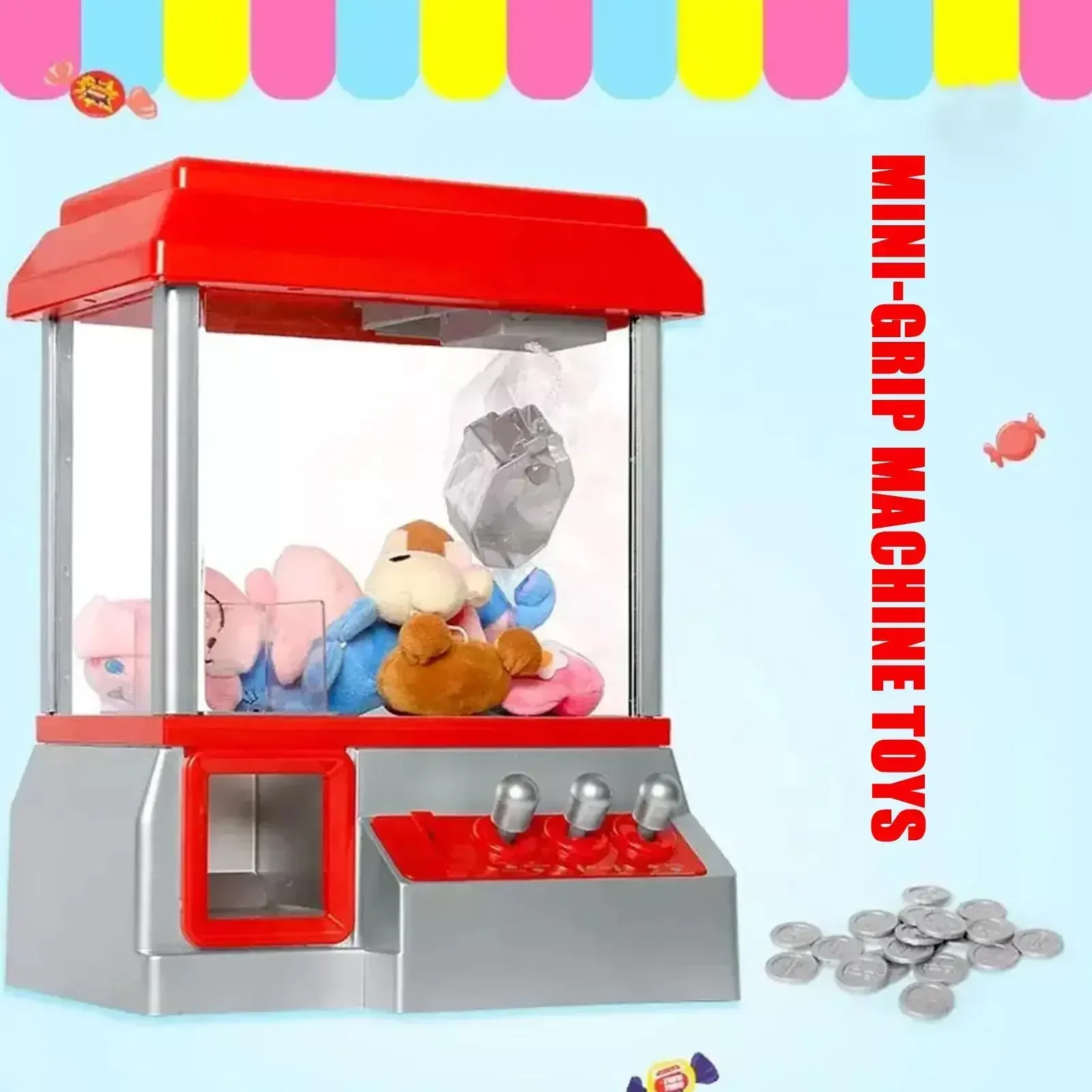 Фото Мини-игра, бег на монетах для детей, кукла, машина с когтями, игрушки для ловли когтей, монеты с журавлем, машины для конфет, музыкальная кукла, Рождество G №1