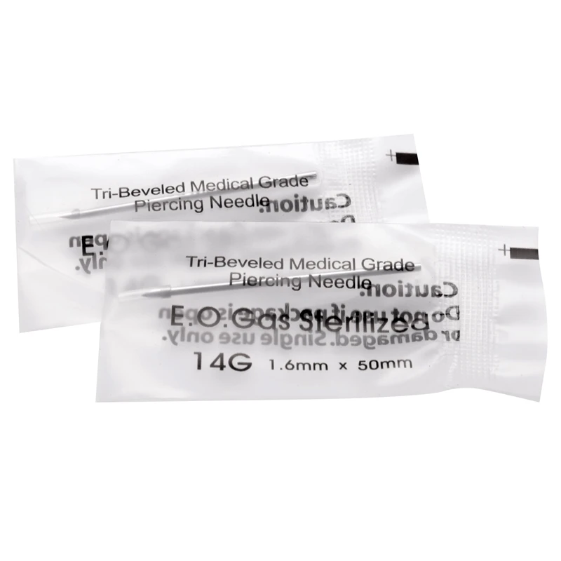 

100Pcs 14G одноразовые стерильные тела пирсинг иглы татуировки пункционная игла для пупка ниппель носа губы подходит для удаления татуировок