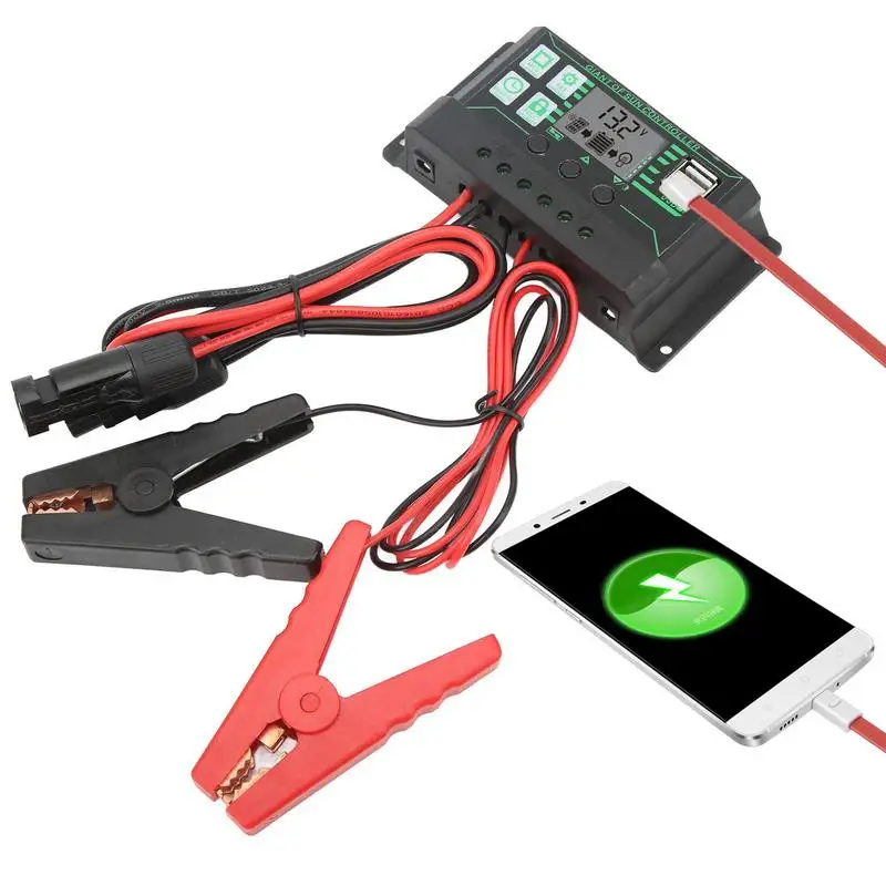 

Solar Charge Controller 12V/ 24V Solar Panel Charge Controller Intelligent Regulator Solar Charge Controller With Alligator Clip