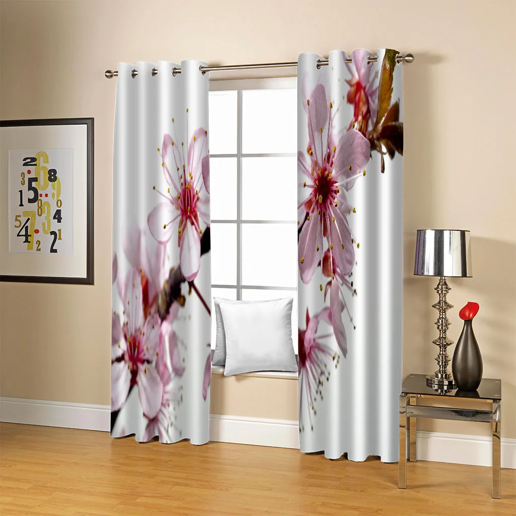 Индивидуальные шторы для комнат с розовым персиковым цветком 2 шт. современные
