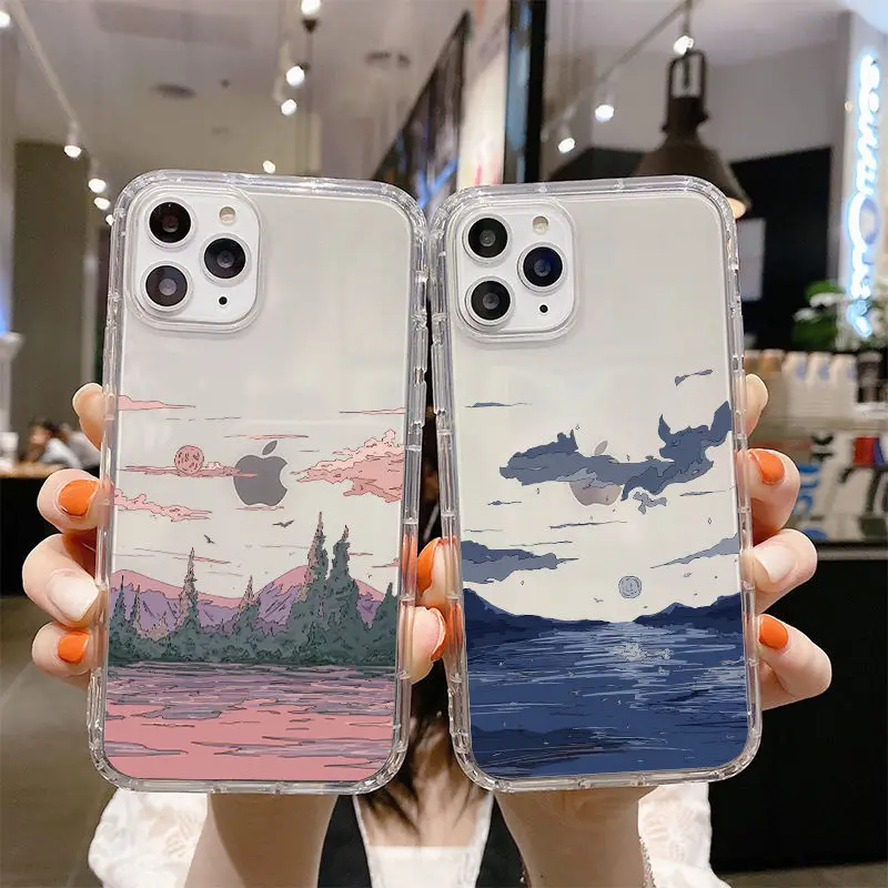 

Sunset Scenery Korean Funda Phone Case For iPhone 11 13 12 Pro Max 12 13 Mini X XR XS MAX SE 2020 7 8 6s Plus Shockproof Celular