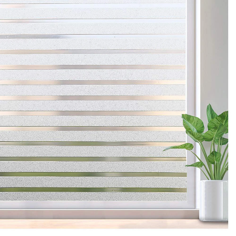 

1/2 M Stained Window Sticker Striped Window Decal Non-Adhesive Privacy Film Vinyl Glass Film Window Tint For Home Kitchen Office