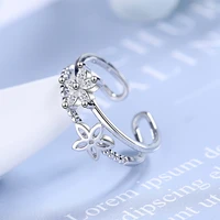 womens fashion two layer cute finger rings zirconia stone flower hollowed star simple ring accessories female trendy ring gifts