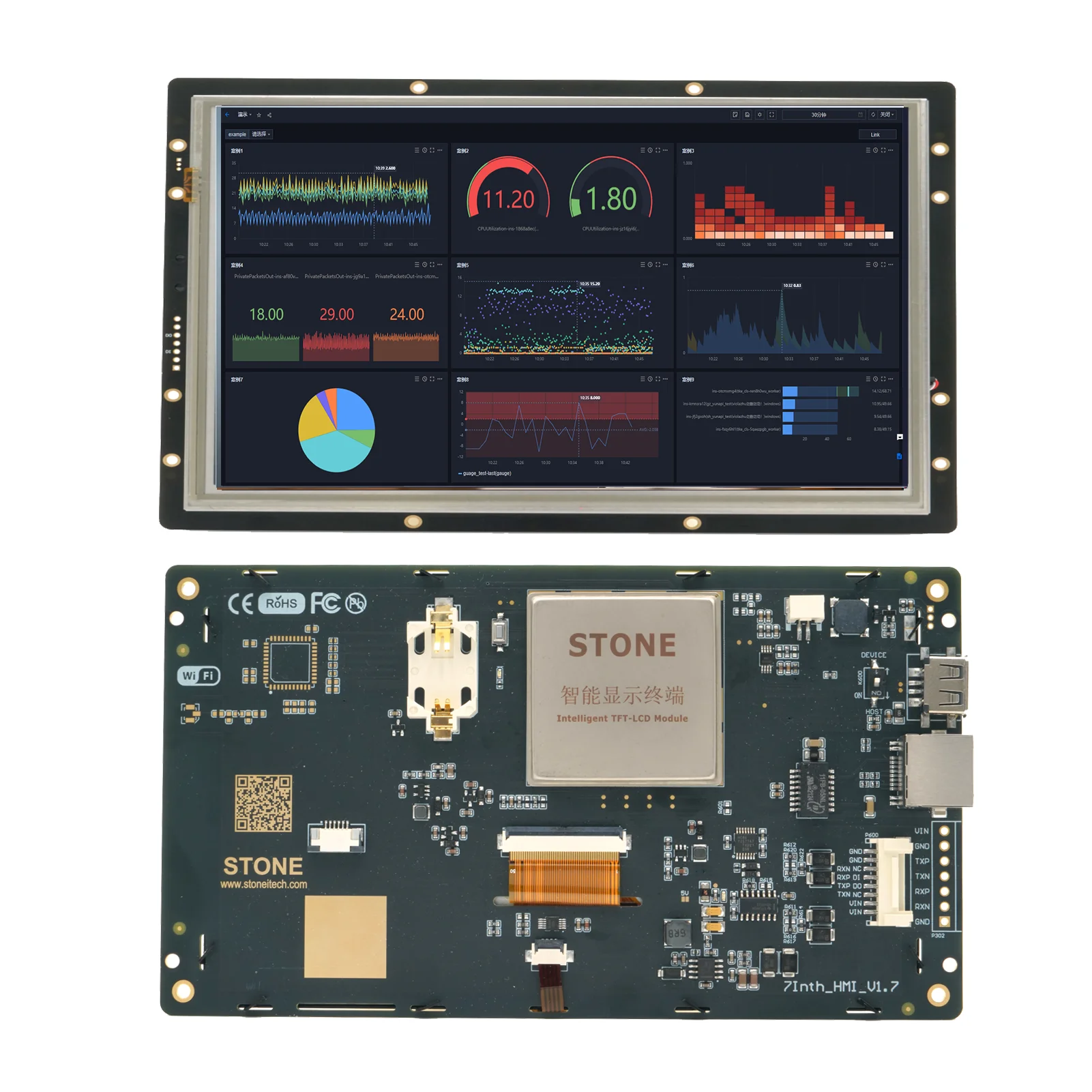 7 inch TFT LCD module with high resolution and touch screen