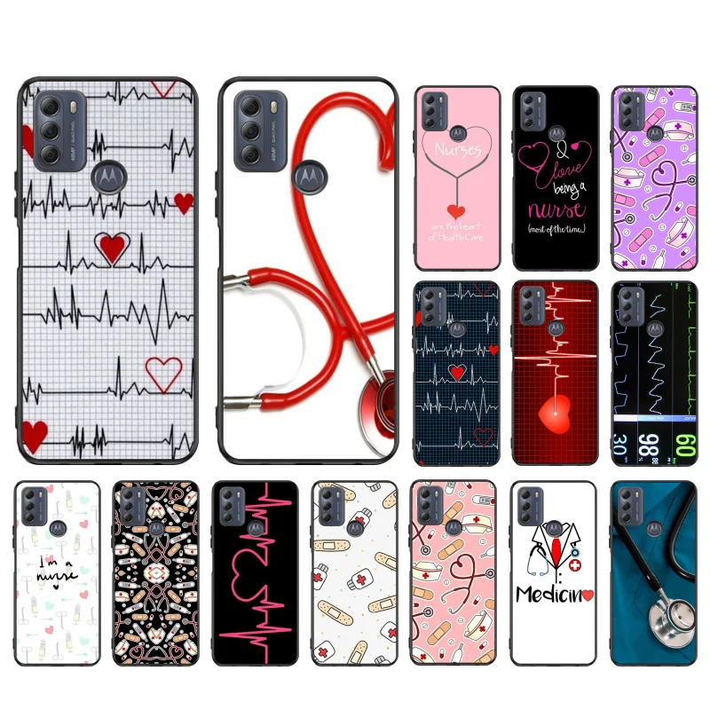 

Nurse Medical Medicine stethoscope Phone Case for Motorola Moto G9 Plus G7 G8 Play G7 Power G100 G20 G60 One Action Macro