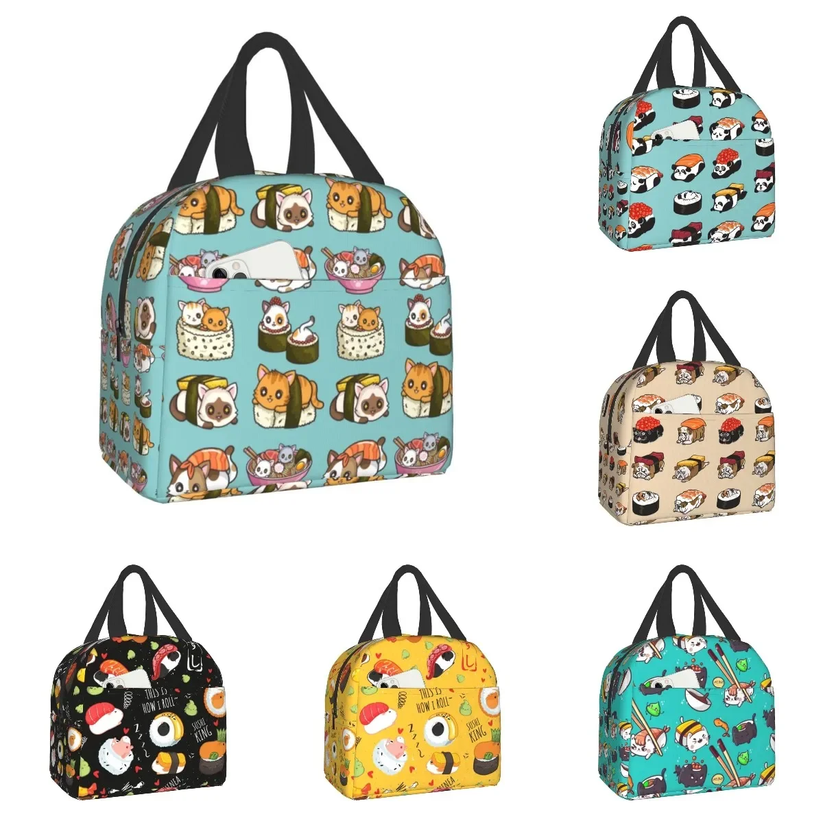 Сумка Для Обеда В Стиле Аниме суши-кота Bento Унисекс Портативный Изолированный