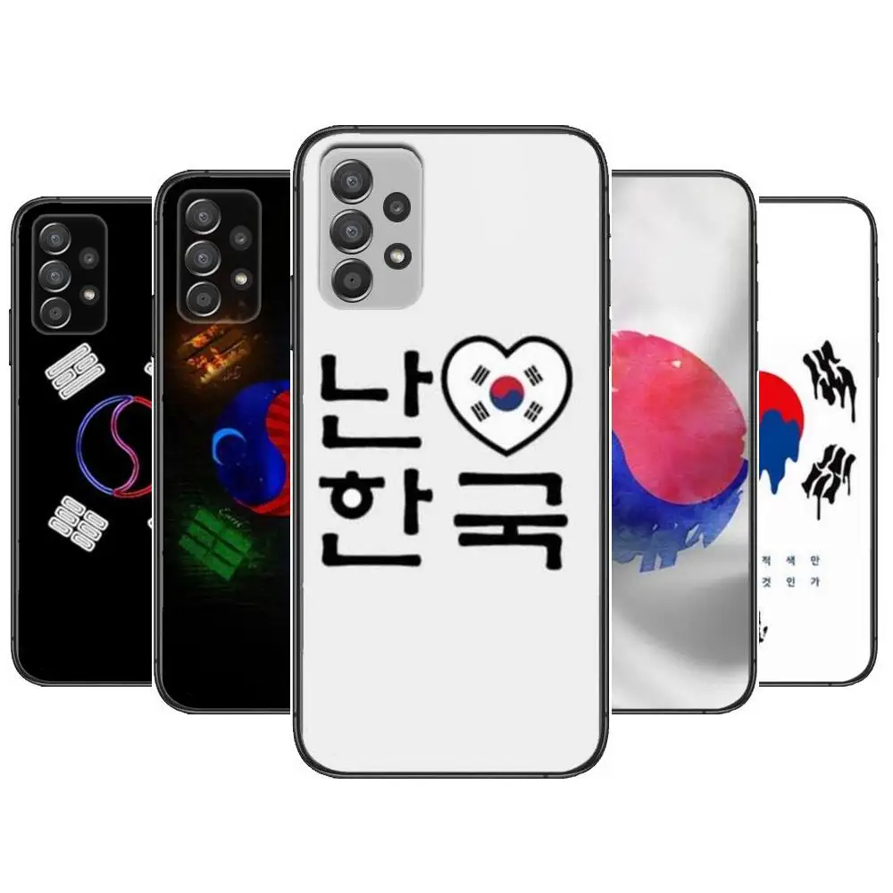 

Korean flag Phone Case Hull For Samsung Galaxy A70 A50 A51 A71 A52 A40 A30 A31 A90 A20E 5G a20s Black Shell Art Cell Cove