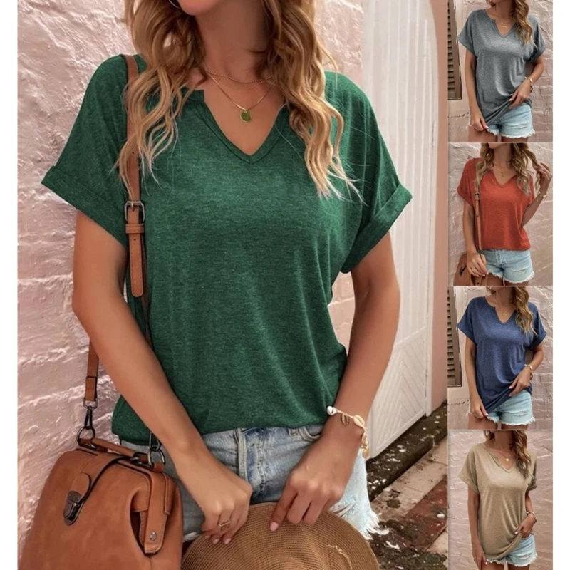 

Женская блузка с коротким рукавом и V-образным вырезом