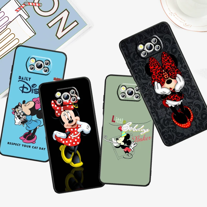 

Disney Cute Mickey Minnie For Xiaomi Mi Poco F5 F4 F3 F2 X5 X4 X3 M6 M5 M5S M4 M3 C40 Pro GT NFC 5G Black Back Phone Case