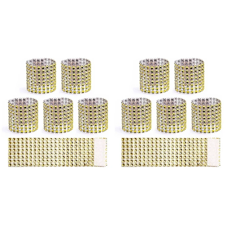 

Napkin Rings Set Of 200, Disposable Rhinestone Napkin Bands Self Adhesive For Christmas Decorations For Tables Gold