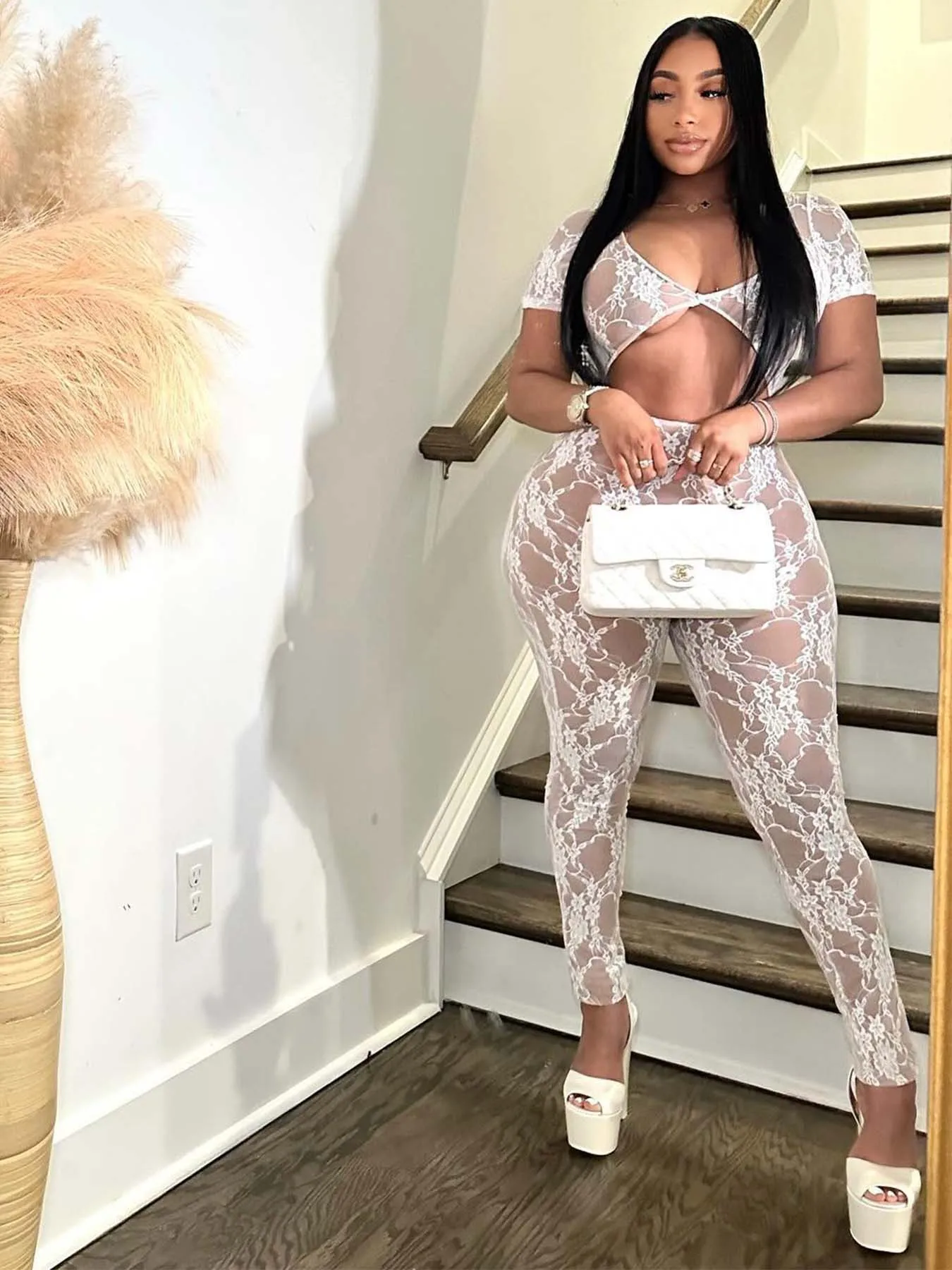 Женский сексуальный кружевной комбинезон с блестками коротким рукавом и