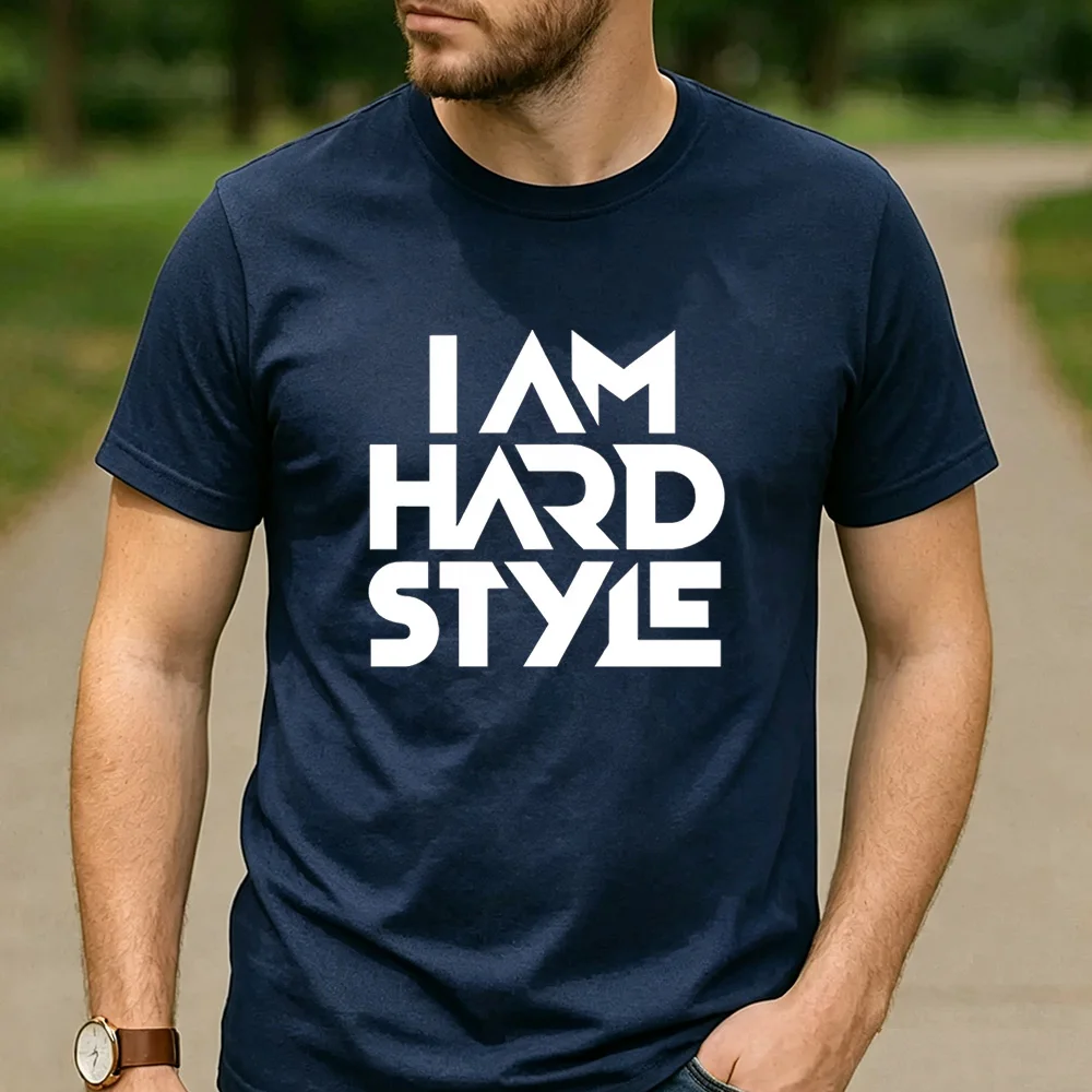 Фото Футболка из хлопка с графическим принтом I Am Hardstyle, унисекс, для мужчин и женщин, повседневная, для фестивалей, уличная одежда, для любителей хард-стиля, футболка для рейверов. №5