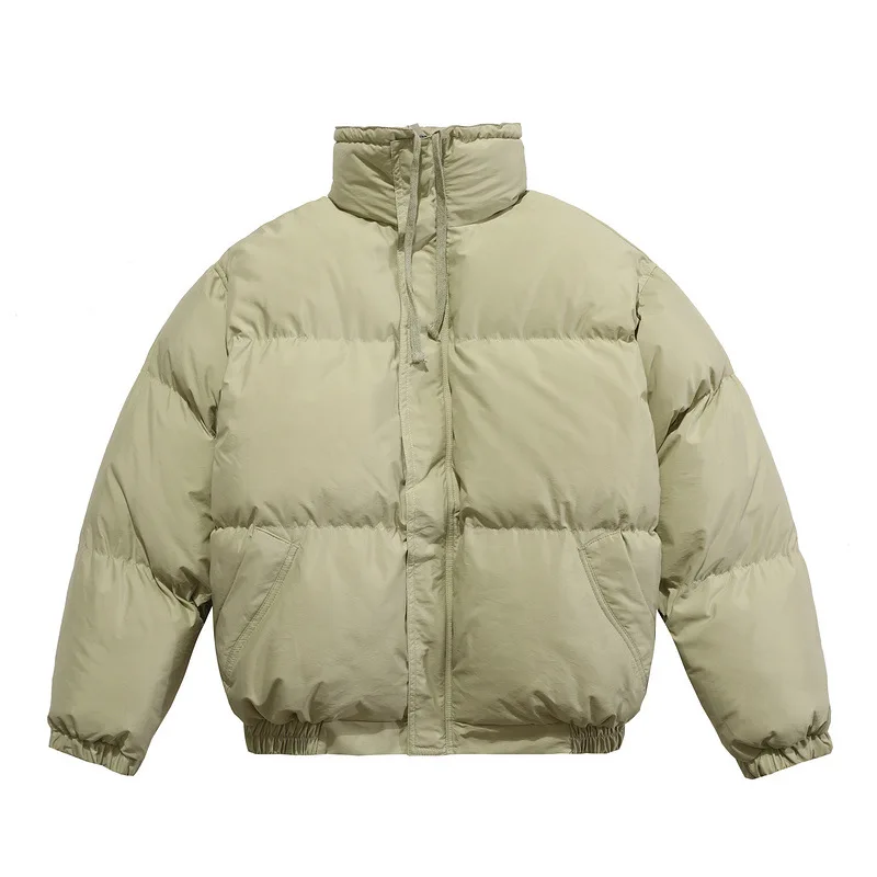 

Essentials Winter Padded Jacket Solid Color Reflective Men Hip Hop Streetwear High Neck Warm Bomber Jacket Thick Cotton Coats