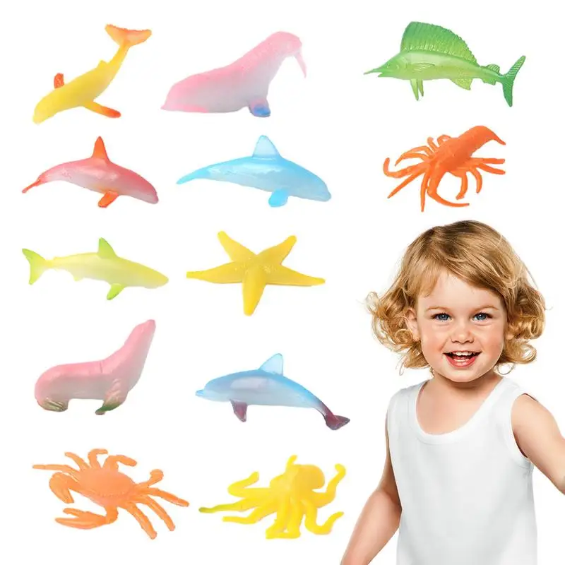Имитация морских животных, игрушки, светящиеся в темноте, милые игрушки, маленькие морские животные, развивающие игрушки для дошкольников, красочные морские игрушки