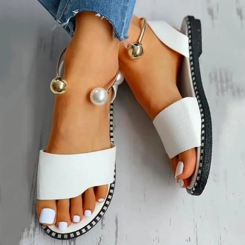 

Women Sandals Shoe Summer 2023 Pearly Flat Casual Sandalias Slippers Flip Flop Chaussure