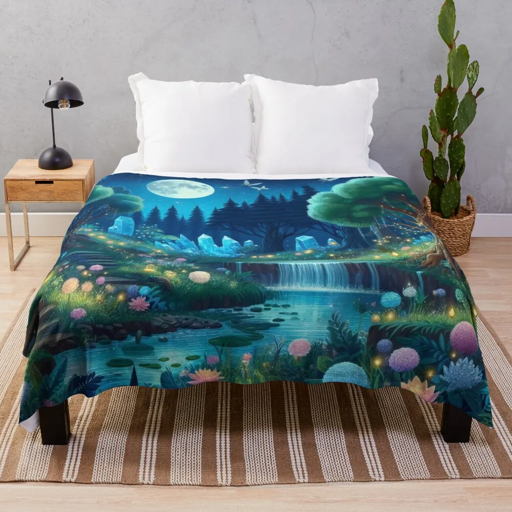 Moonlit Dreamscape Mystical Forest Path Освещенное лунным светом Пледы и пледы Тяжелые одеяла