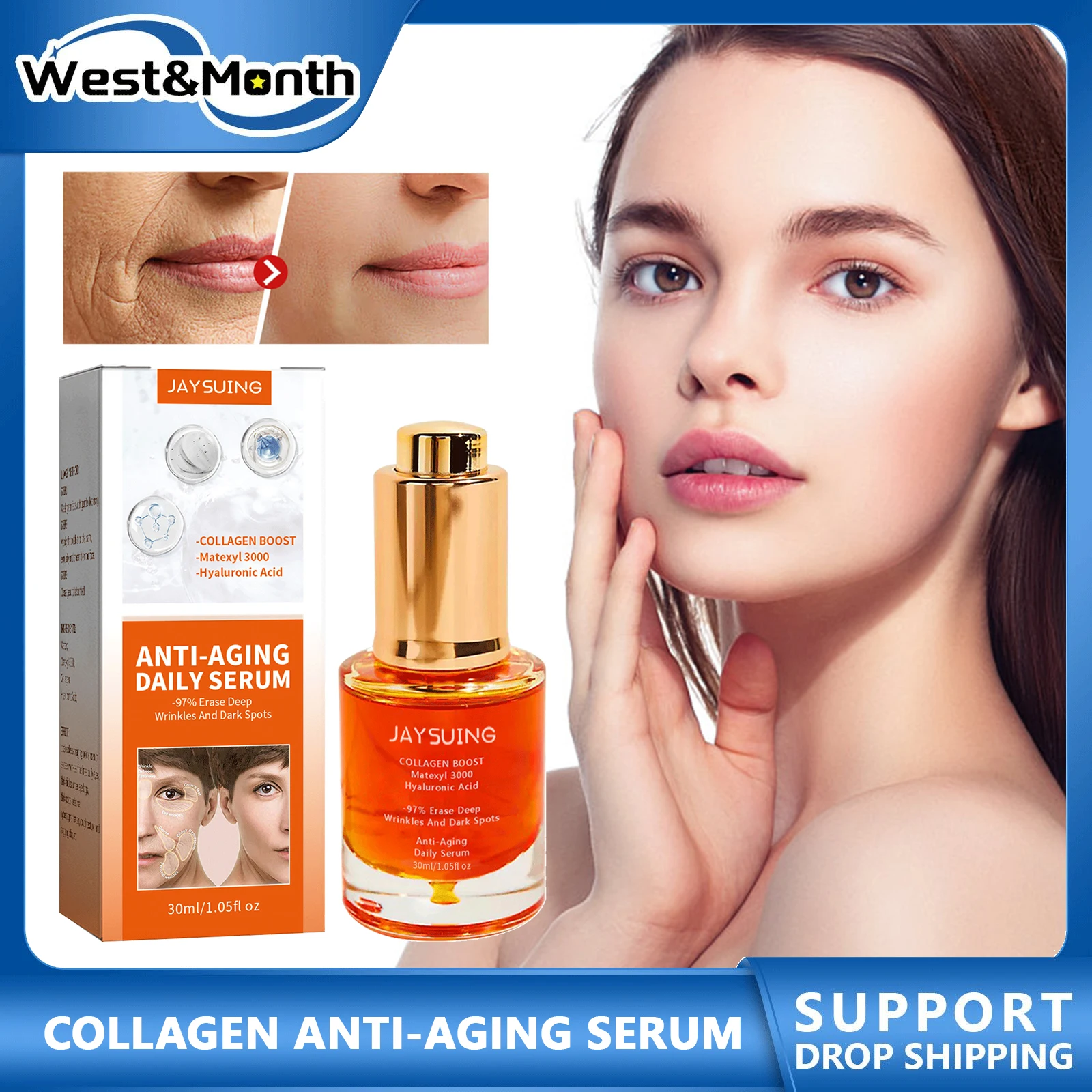 

Collagen Anti-aging Serum Fade Dark Spot Converge Fine Lines Moisturizing Firming Skin Wrinkle Deeply Lock Water Tighten Pores