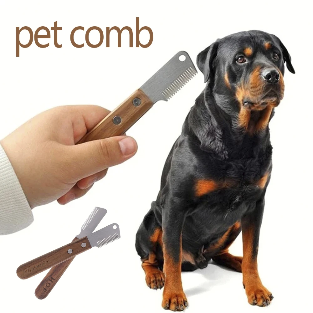 Wood Hair Removal Comb Dog Comb Steel Wooden Handle Stripping Knife Pet Hair Remover Grooming Tools Undercoat Brushes