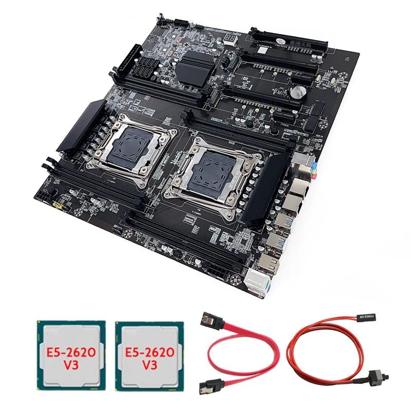 

Материнская плата X99 с двумя разъемами + 2X e5-2620V 3 процессора + кабель переключения + кабель SATA двойной процессор DDR4 ECC слот ОЗУ 8x SATA2.0