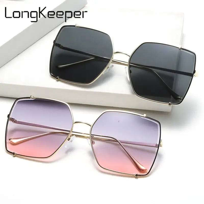 

2022 Retro Sunglasses Women Oversize Brand Designer Fashion Metal Gradient Sun Glasses Shades UV400 Lens Ladies Eyeglasses