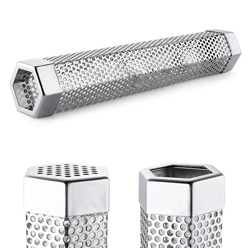 Buy BBQ Stainless Steel Perforated Mesh Smoker Tube Filter Gadget Hot Cold Smoking Hexagon on