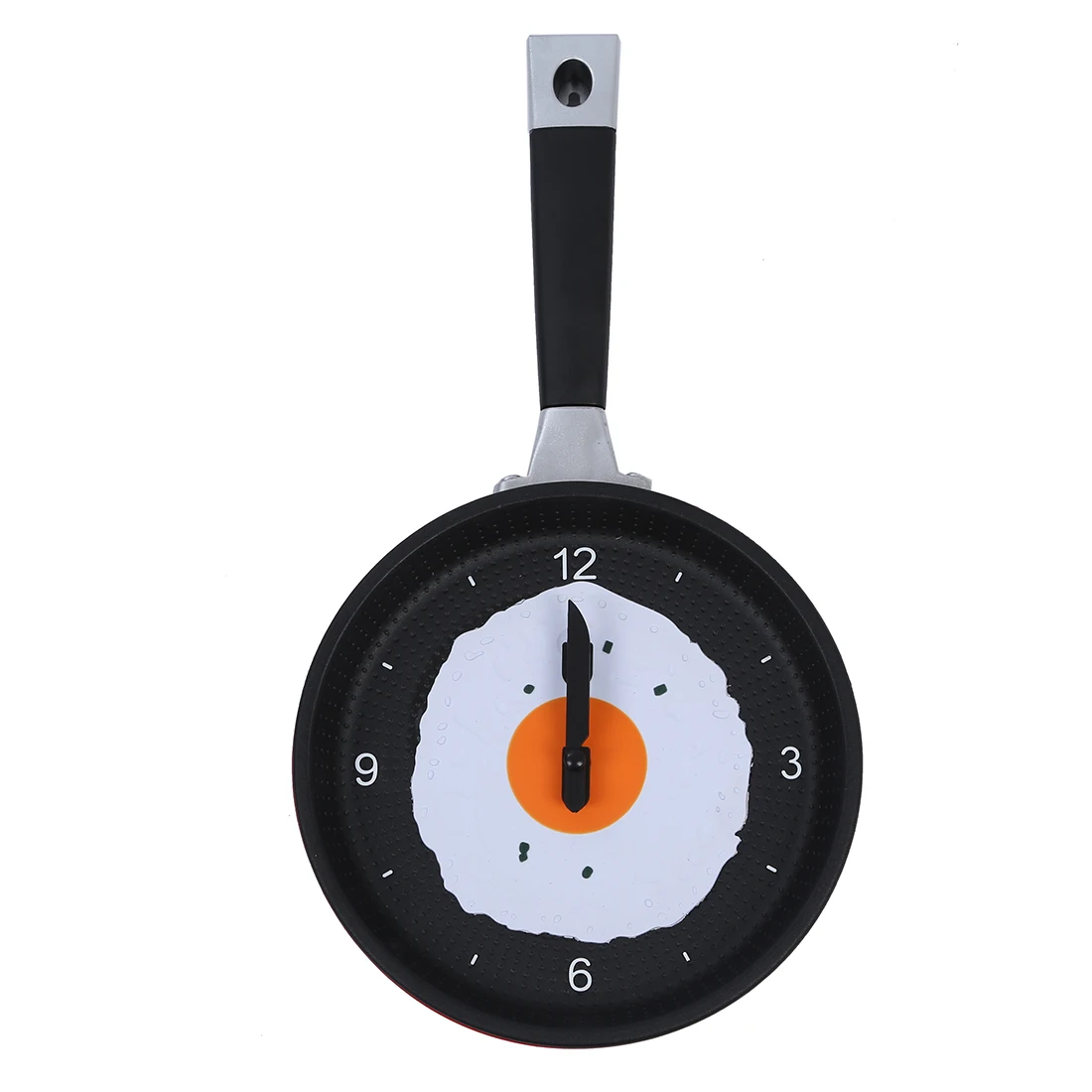 

Frying Pan Clock with Fried Egg - Novelty Hanging Kitchen Cafe Wall Clock Kitchen - Red