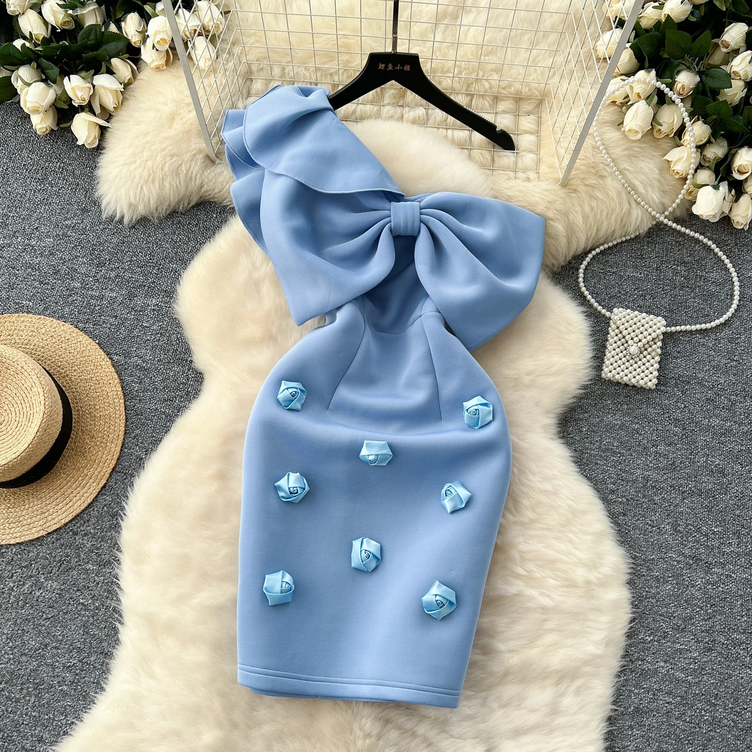 Женское винтажное платье с диагональным воротником и рюшами на рукавах