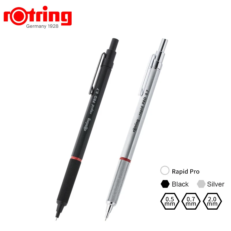, 0.5mm/0.7 Mm,silver Chrome/matte Black Professional Automatic Pencils For Sketching Drawing