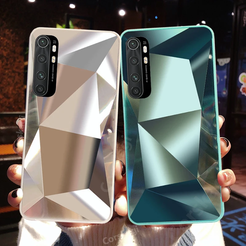 

3D Diamond Mirror Case for XIAOMI Mi Note 10 Lite Redmi 9A 9C NFC 9T Note 9 Pro 10 10s 9s 8 Pro POCO X3 NFC M3 Glitter Cover