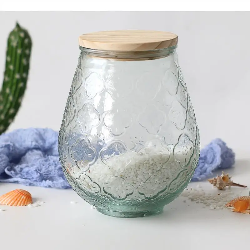 

Glass Storage Jar Wooden Cover/metal Cover Food Container Candy Jar Decorative Jars Grain Organizer Home Kitchen Storage Bottle