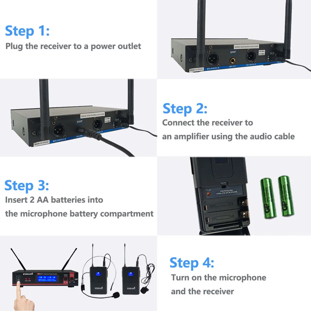 Двухканальный беспроводной УВЧ микрофон 2-канальная гарнитура петличный