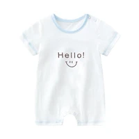 new summer fashion brand style newborn baby clothes cotton short sleeved hello smile print toddler boy girl romper 3 24 months