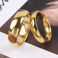 simple fashion style smooth stainless steel rings classic gold color couple for women and men wedding engagement jewelry