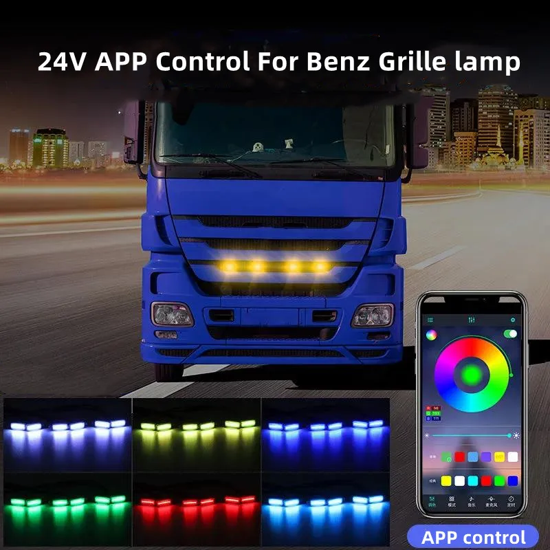 

1Set RGB 24V APP Control LED Truck Scania Front Grille light DAF grille lamp For Benz Grille lamp DRL Van truck grille light