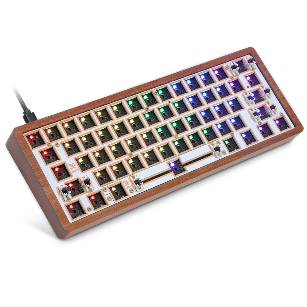 

SK61X Wood Material Parts Case Hotswap 60 Percent Split RGB Mechanical Gaming DIY Keyboard Kit