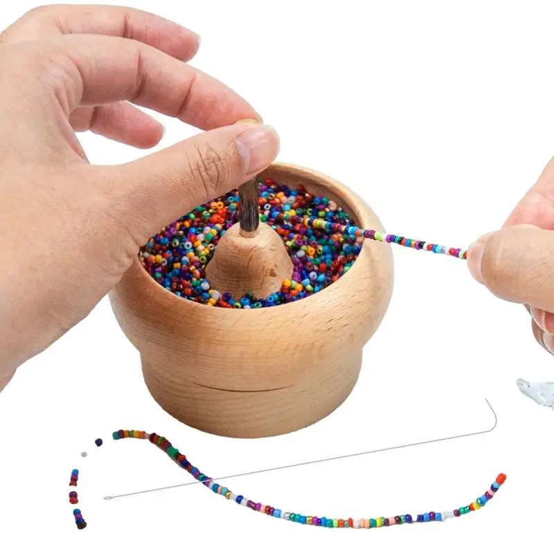

Wooden Bead Spinner Jewelry Bracelet Easy Apply Needle Labor-saving Quickly Bead Bowl Loader Kit For Craft Seed Beading Supplies