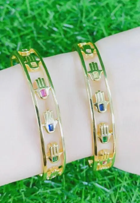 

New Fashion Crystal Zircon Enamel hand Bangle for Women Adjustable Open Cuff Bangles Best Party Wedding Jewelry Gift ve4s
