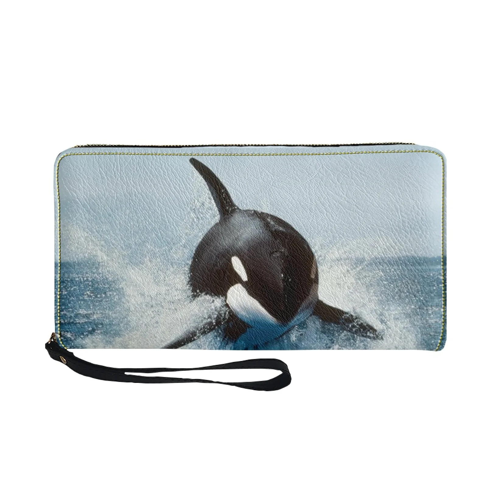 Belidome Women Clutch Zip Around Orca Wallet With Coin Pocket Credit Card Holder Purse Long PU Leather Cash Bags With Wristlet
