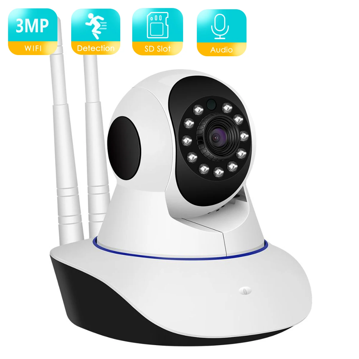 BESDER 3MP Dual Antanne Wireless IP Camera Smart WiFi IP Cam 360 Degrees Home Panoramic Night Vision Webcam Camcorder