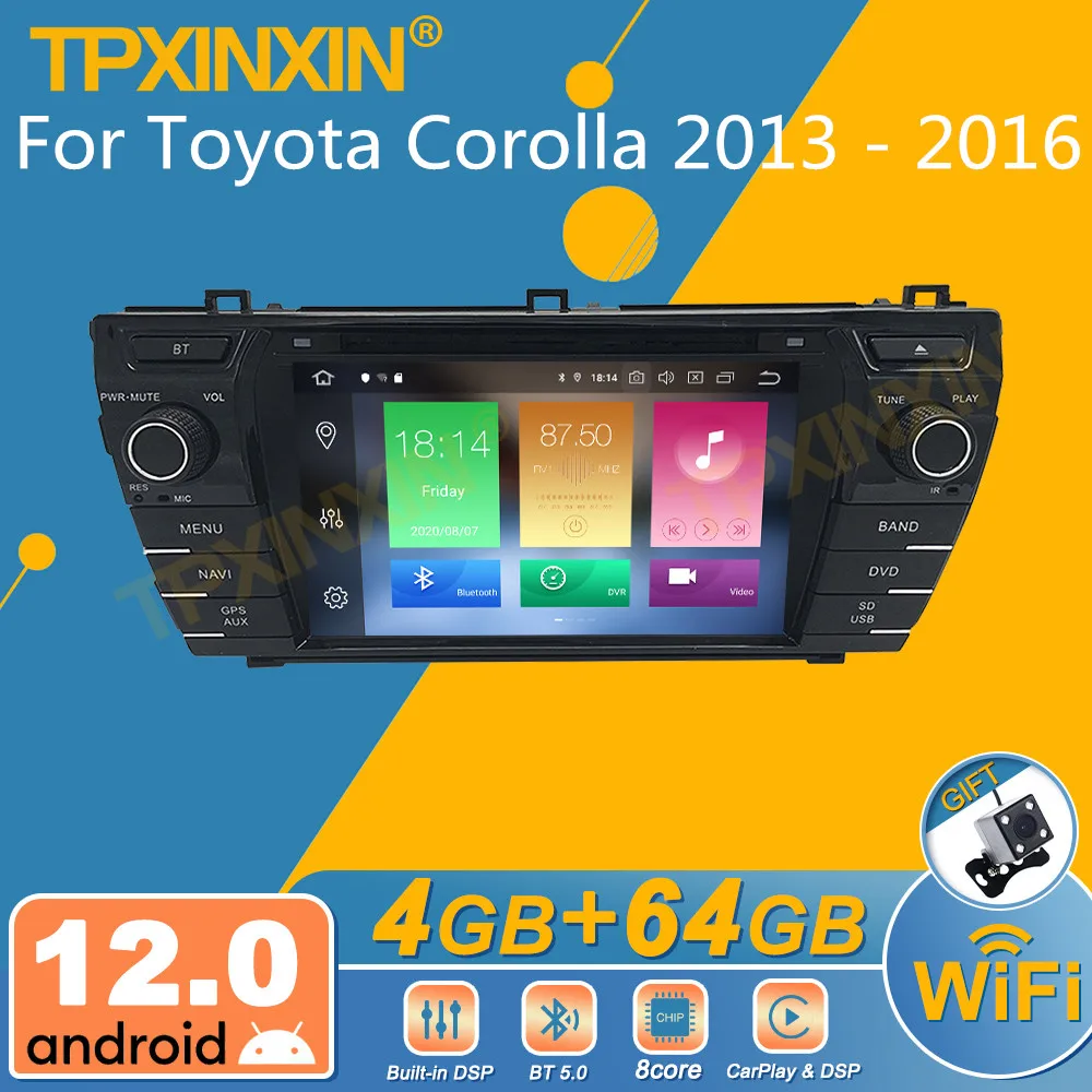 Автомагнитола 2DIN на Android 12 DSP CP для Toyota Corolla 2013-2016 мультимедийный DVD GPS Navi Head U