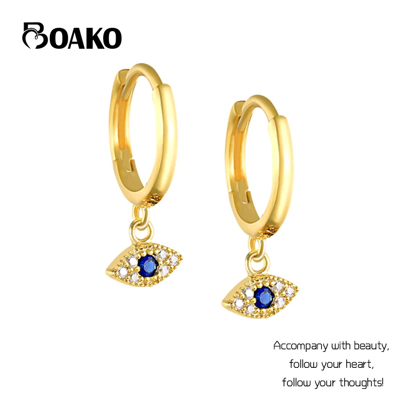 

Серьги-кольца женские из серебра 925 пробы с синим цирконием