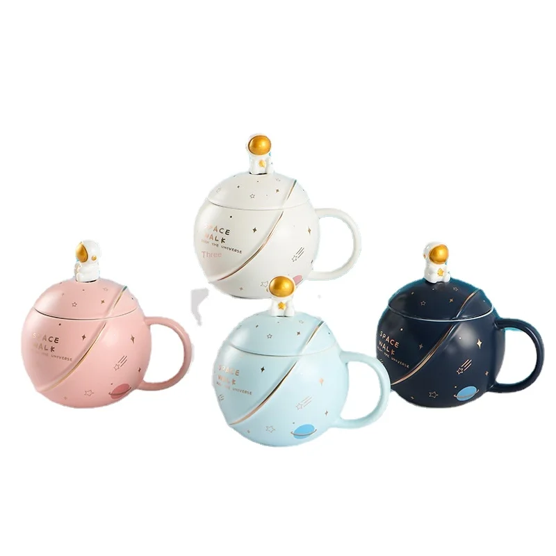 

2023 summer new special Netflix planet mug with lid with spoon coffee mug ceramic fashion couple mug office gift cup