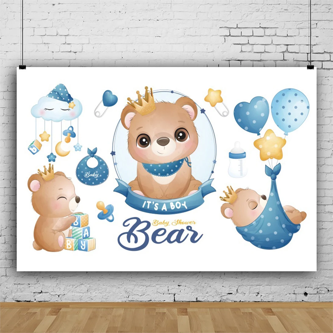 

Мультяшный маленький фон с медведем детский новорожденный пол раскрыть вечерние ринку ребенок душ торт украшение стола фон стенд постер