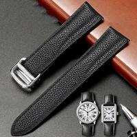 watchband for cartier tank solo ronde de watch strap accessories men lady 1%ef%bc%9a1genuine leather bracelet belt with deployant clasp
